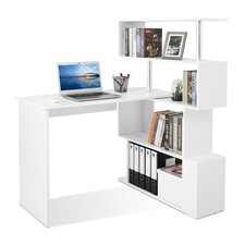 Mondeer L-Shaped Corner Computer Desk Home Office Desk Workstation White&Black