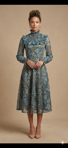 Vintage 70s floral - midi, dress