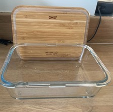 IKEA 365+ RECTANGLE GLASS FOOD CONTAINER WITH BAMBOO LID 1L