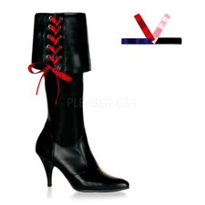 Funtasma Pirate-130 Black Pointed Toe Knee Boot W/ Side Lace Detail UK8