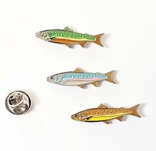 TROUT FISH Lapel Pin Badges, Hat Tie Bag Brooch Metal Enamel 