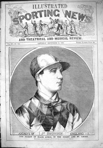 Antique old print 1864 jockey - old,