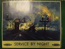 Historic Railway Poster British Railways Service By Night ex calendar picture
