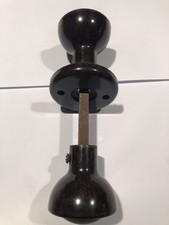 Set of Round Brown Motley Bakelite Door Knobs, back plate & spindle