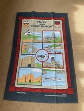 Welsh Themed Tea Towel 100% Cotton Tenby and Saundersfoot Wales
