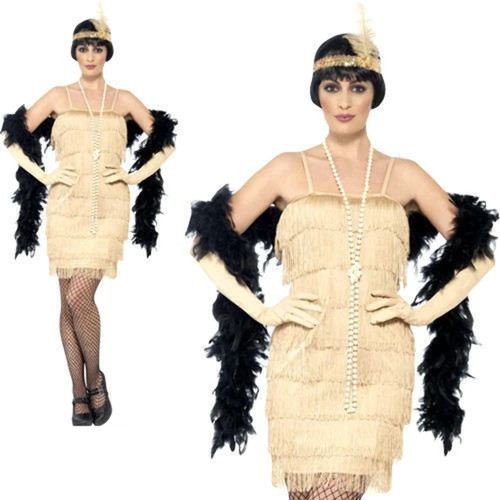 Gold flapper costume ladies - gold,