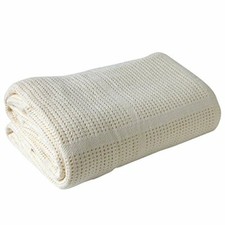 Cream cellular blanket cotton - cream,