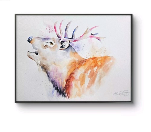 Original stag watercolour - original,