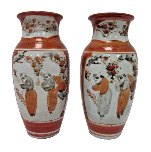 Pair antique japanese kutani - pair,
