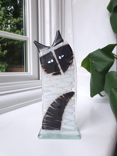 Artisan fused glass cat - glass,