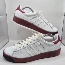 Adidas Forest Hills Trainers Original Size 9 UK White Red Burgundy 2018