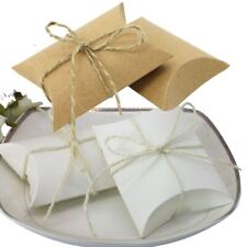Classic Rustic White and Kraft Pillow Boxes - Wedding Favour Vintage Plain