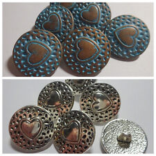 6 x  18mm Heart Design METAL