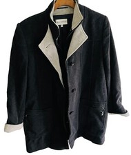 Gray & Osbourn Sz12 Wool & Cashmere Coat Blazer Style Inner Zip Jacket Dark Grey