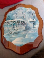 Wooden hand made, varnished Picture water mill, early 2000