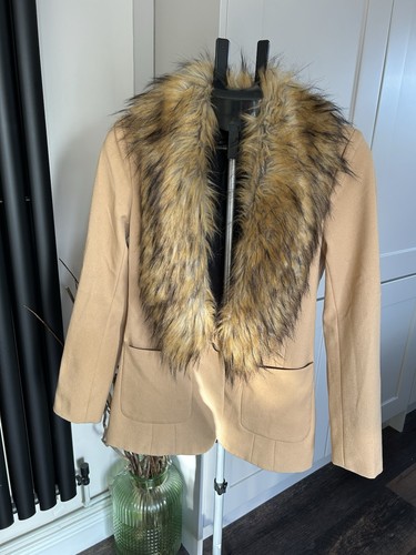 River island camel faux - faux, fur
