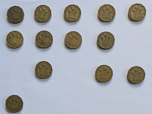 1937 1952 brass - to, threepence