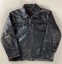 Vintage Leather Highwayman Jacket Bomber Jacket Black Size 48