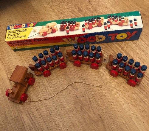 Vintage wood toy soldiers
