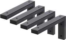MLOQI 4 Pack 12"x6" Black Metal Heavy Duty Wall Mount Shelf Brackets