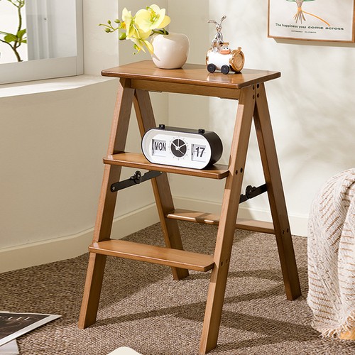 Folding wooden step stool - wooden,