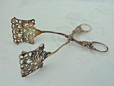 Ornate antique French Silver Scissor Cake /sandwich Tongs - Hallmarked