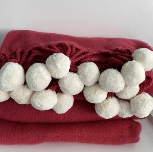 Laura ashley red pompom throw - ashley, throw-