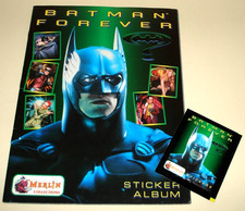 BATMAN FOREVER Merlin STICKER ALBUM 1995 COMPLETE with ALL stickers + Packet