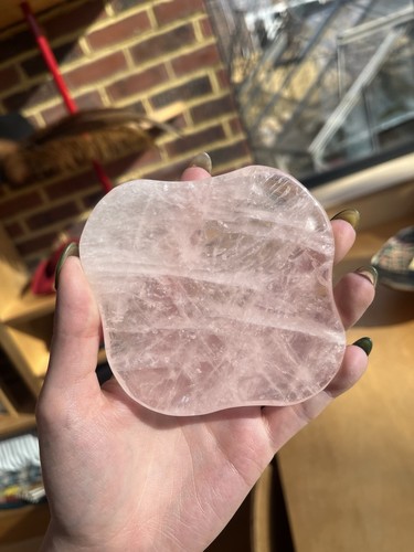 Rose quartz crystal plate bowl - plate,