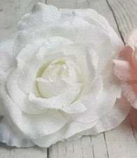 Large Frosted Blush Pink White Nude Rose Christmas Tree Decoration On A Clip