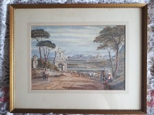 Samuel Prout Original Watercolour Painting 'Rome, St Peters Basilica' - Art