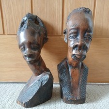 African head busts pair - african,