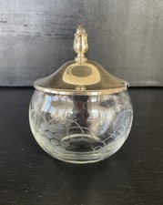 Vintage Glass Jam Pot With