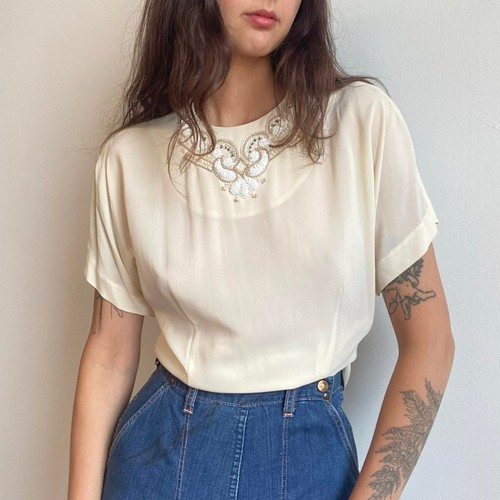 1940s rayon sheer blouse with