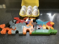Toddlers Toys, Tomy Squeaky Eggs & a Wooden Numerical Animal Puzzle. Christmas.