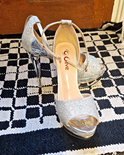 Clive silver glitter platform - clive,