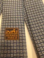 HERMES  silk tie navy tie NEW