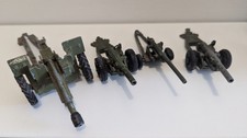 4 x Various Dinky Toys Field Guns for Spares or Repair