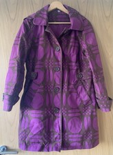 Boden Rainy Day Mac Geometric Print Fleece Lined Trench Coat Size 14