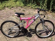 Challenge Oriana Girls Full Suspension mountain bike, 18 inch Silver/Pink frame,