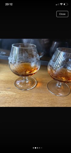 Pair brandy glasses grape - of,