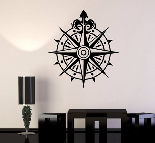 Vinyl wall decal - compass, wind