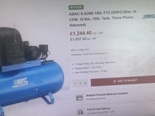 compressor ABAC 150L FT3 (3HP/2.2Kw, 14 CFM, 10 Bar, 150L Tank, singl Phase
