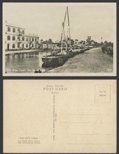 Egypt Old Postcard Suez Canal, The Sweet Water Canal, Native Boats, Water Towers