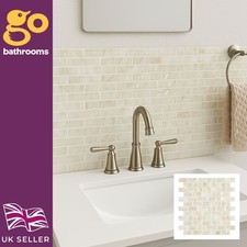 Beige Brick Effect Mosaic Wall Tile Bathroom Splashback Glass Mosaic Tile 315mm