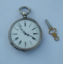 Antique Key Wind Silver Pocket Watch, Working