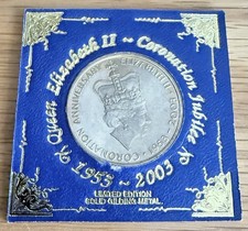 Elizabeth II Coronation Jubilee 50th Anniversary 1955 - 2003 Coin Solid Gilding