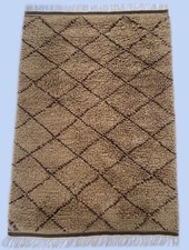 Carpet Morocco Berber Shaggy 100% Wool Brown Handmade BM1