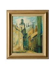 Swedish street scene oil - scene, on
