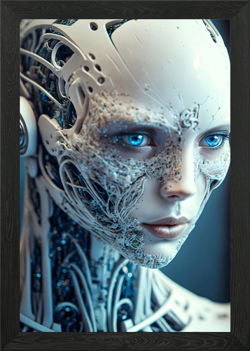 Humanoid android robot framed - android,